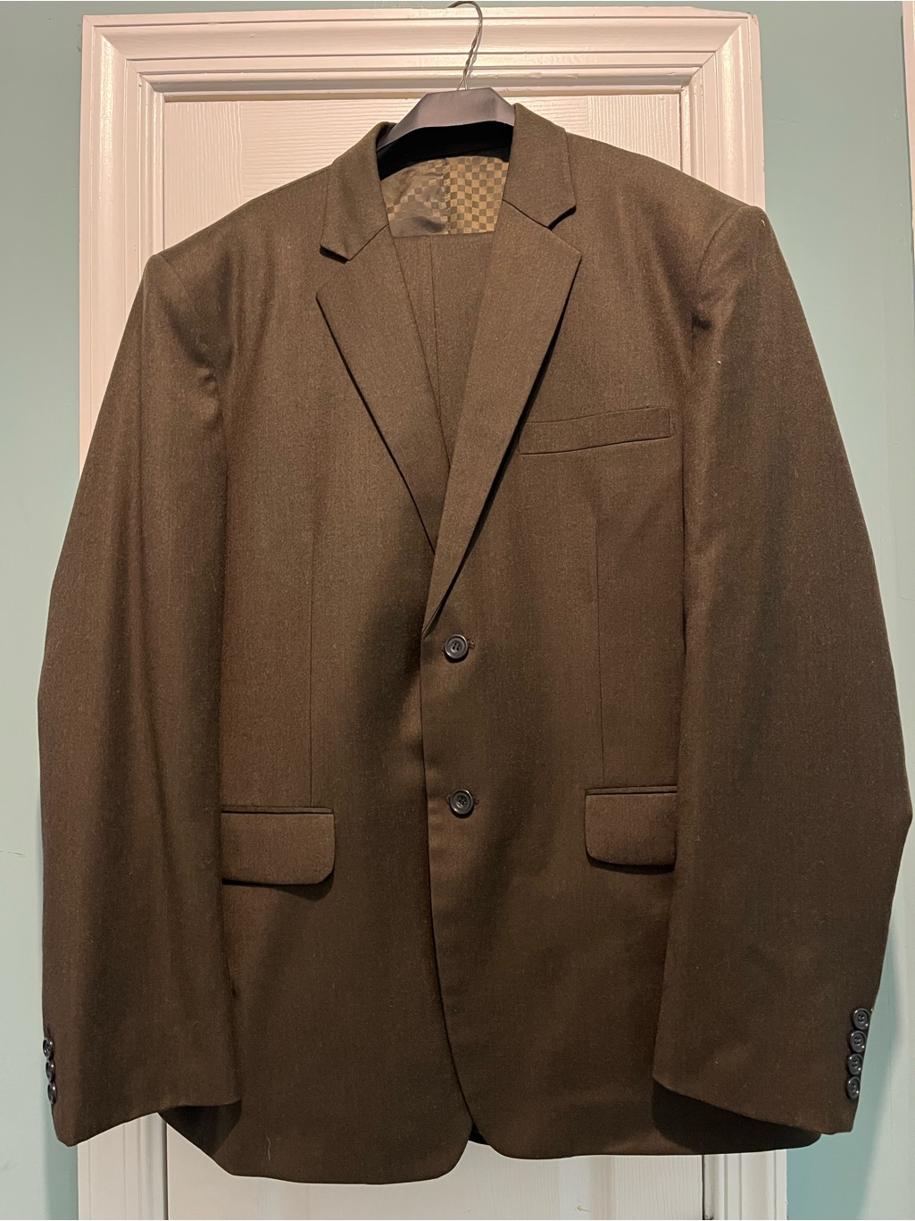 Custom Made Single Breasted Brown Mens Tailored Suit Size 44
